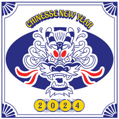 Chinesse New Year -  Classic line Retro Blue