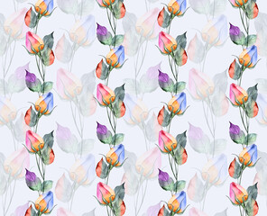 Beautiful Flower Pattern, Floral Seamless Digital Design,Watercolor Textile Allover Abstract Design.Wallpaper On Background
