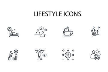 Lifestyle icon set.vector.Editable stroke.linear style sign for use web design,logo.Symbol illustration.