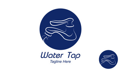 Negative Space Line Art Modern Faucet Logo Design Template. Water Tap Logo With Circle.