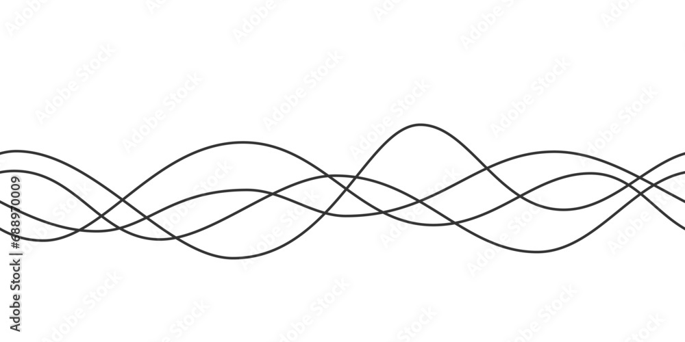 Poster line curve waves. thin wavy line seamless pattern. abstract dynamic curve stroke. simple striped gra