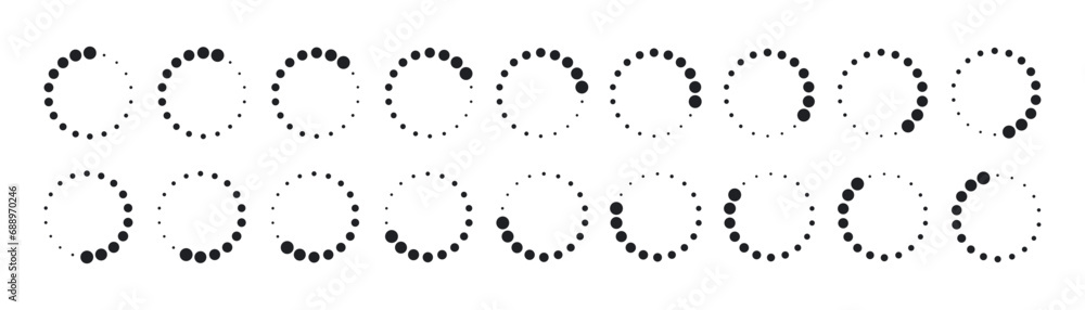 Poster circle dotted loading icon. round throbber icon. progress loader. dotted progress time design elemen