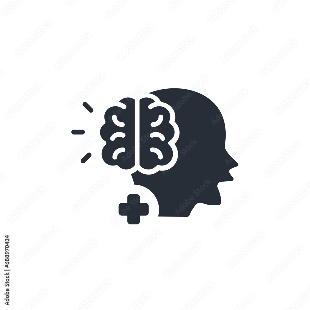 Poster brain health icon. vector.editable stroke.linear style sign for use web design,logo.symbol illustrat