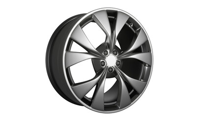 Obraz premium Cast metal chrome disc, car wheel on isolated background, alpha channel, png