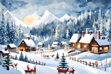 christmas village in the mountains
