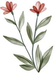 Watercolor Red Flower Graphic Element