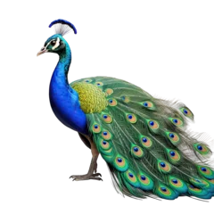 Gordijnen Peacock photograph isolated on white background © Herlita