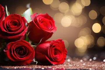 valentine's day celebration with red roses background