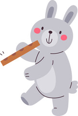 Rabbit Playing Flute