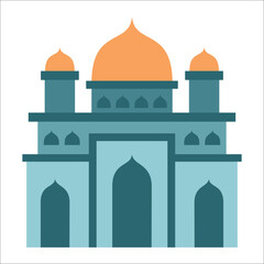 Great modern colorful arabic mosque. cartoon vector illustration of a mosque. Flat mosque vector set. Muslim building for islamic, ramadan, eid design.