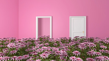 Fototapeta premium Flower in the room. 3D illustration, 3D rendering 