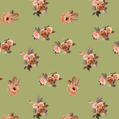 Obraz na płótnie Canvas Beautiful Flower Pattern, Floral Seamless Digital Design,Watercolor Textile Allover Abstract Design.Wallpaper On Background