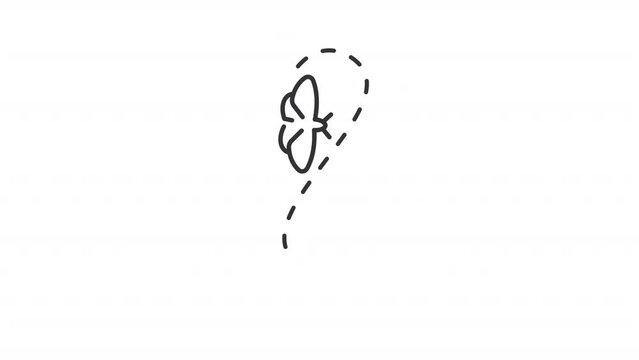 Moth animated icon. Flying creature line animation. Nocturnal exploration and mystery. Night insect. Black illustration on white background. HD video with alpha channel. Motion graphic