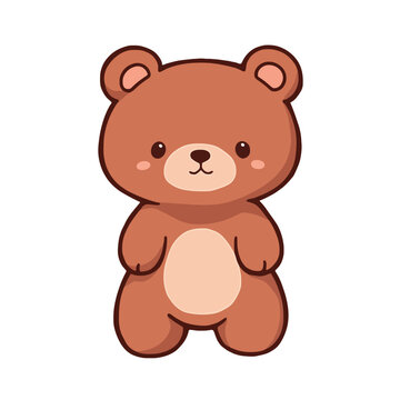 Teddy bear sitting on a white background. Vector illustration. Cartoon style.