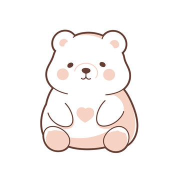 Teddy bear sitting on a white background. Vector illustration. Cartoon style.