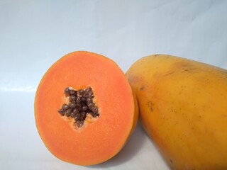 papaya fruit on a white background