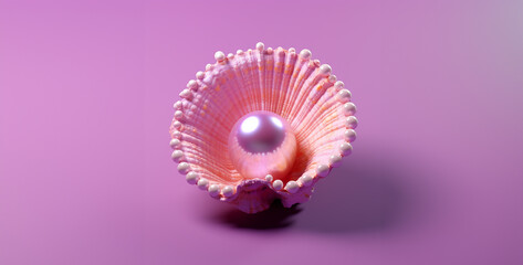 girls hands holding a purple shell with a pink pearl