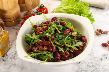 Red canned beans with arugula