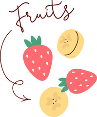 Fruits Banana And Strawberry