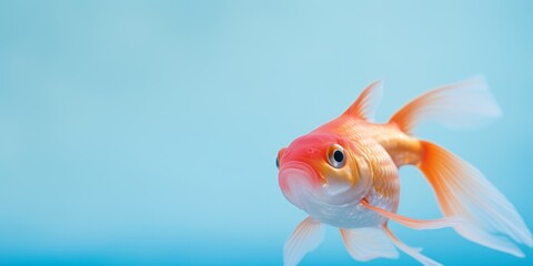 Goldfish against a blue background