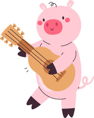 Pig Playing On Guitar