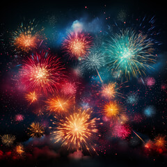 Fototapeta premium The night sky with the launch of colorful fireworks