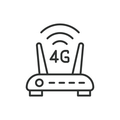 4g router icon line design. 4g, router, icon, mobile, wireless, internet, technology vector illustration. 4g router editable stroke icon.