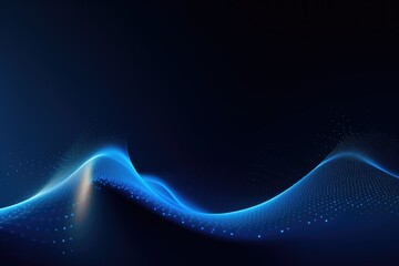 Abstract blue wave pattern with glowing particles creating a serene digital landscape at night