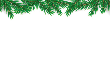 Obraz premium Christmas Background with Christmas branches frame isolated on white background with copy space for text, illustration Vector EPS 10