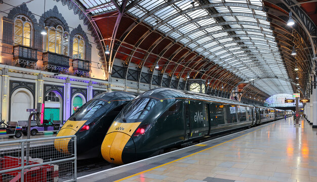 London, United Kingdom - Aug 17, 2023: Great Western Railway trains at Paddington Station