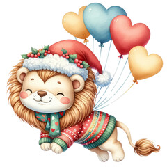 A cute lion with heart shaped balloon