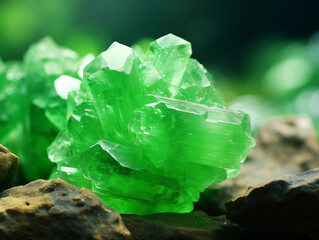 close up green crystal photo