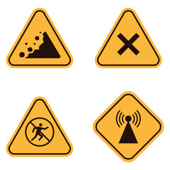 Danger Warning Attention For Road Sign Icon. Isolated On White Background. Vector Illustration Set. 
