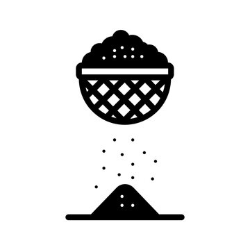black sifter sieving flour into pile clip art preview