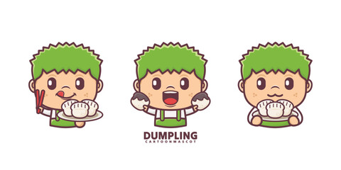 cute mascot cartoon with dumpling