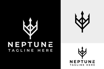 Simple Trident Spear Neptune Weapon Myth Logo Design Branding Template © Antivisual