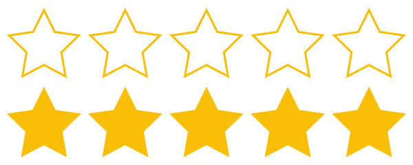 Stars vector icon. Five Star Rating sign isolated element.