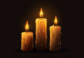 burning candles on a dark background,