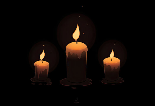 burning candles on a dark background,