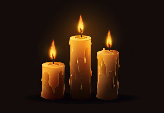 burning candles on a dark background,