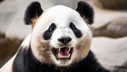 Panda Laughing Really Hard Macro Shot