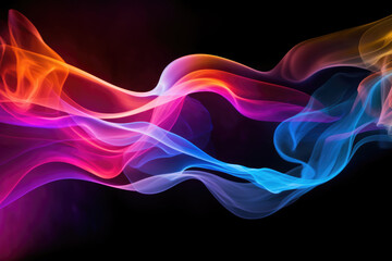 Colorful creative smoke waves on black background