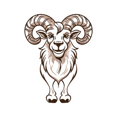 A hand-drawn goat. Retro style engraving. A farm animal in the line style.