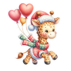 Obraz na płótnie Canvas A cute giraffe with heart shaped balloon