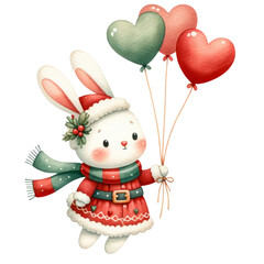 A cute bunny with heart shaped balloon