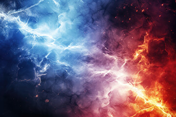 Ephemeral Fusion: Abstract Fire and Ice Lightning Dance