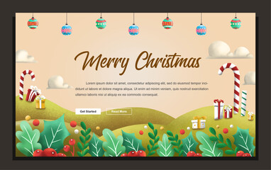Merry Christmas Banner And Landing Page background. Vector Illustration