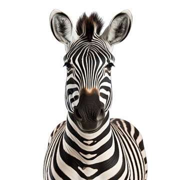 Zebra photograph isolated on white background