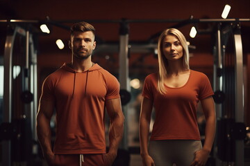 Obraz premium young couple posing in gym