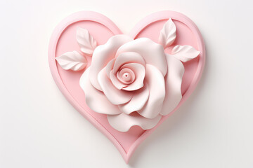 3D clay render of a heart and rose icon, beautifully crafted in pastel colors. Perfect for adding a touch of romance and artistic charm to your projects.